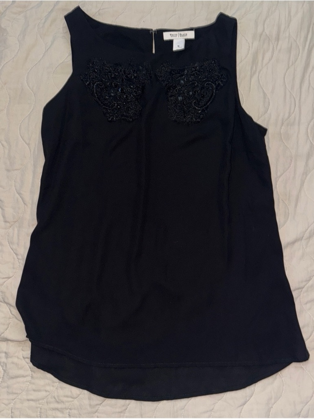 White House Black Market Black Beaded Sleeveless Camisole